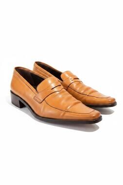 Vintage Bama Leather Penny Loafers Made in Germany Tan Square Toe Size 8.5